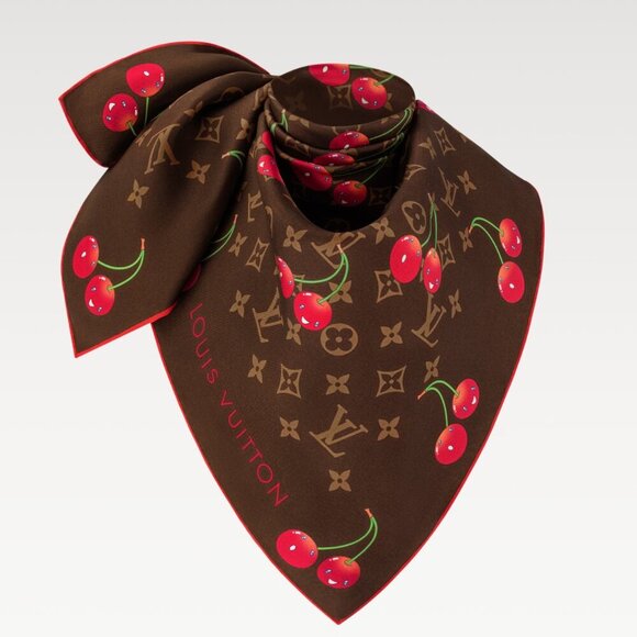 Louis Vuitton x Takashi Murakami Monogram Cerise Cherry Square 90 in brown - Picture 3 of 5